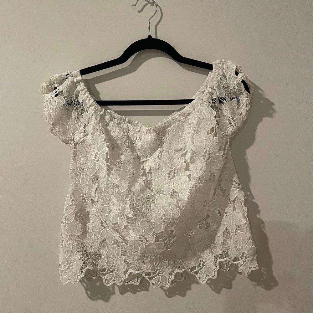 Kendall + Kylie White Lace Top